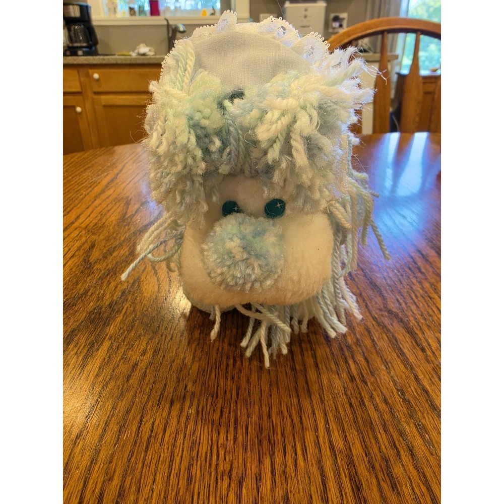 Vintage Fluppy Dog By Kenner 1986 Mint‎ Green & White Yarn Hair Bonnet Tags